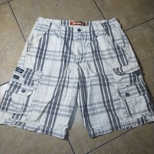 Lee Dungarees Men's White & Grey Plaid Cargo Shorts Size 33